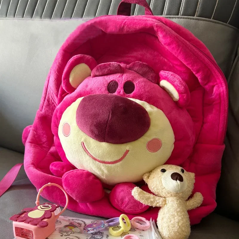 Disney-Bolsos de oso de dibujos animados Lotso, mochilas Kawaii de felpa Y2k, bolso de hombro de estilo japonés y coreano, mochila escolar para estudiantes