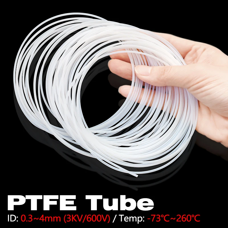 

PTFE Tube ID0.3 0.6 0.8 1 1.2 1.5 1.6 1.8mm Capillary Insulated Pipe Bowden Extruder Rigid Pipe Temperature Corrosion Resistance