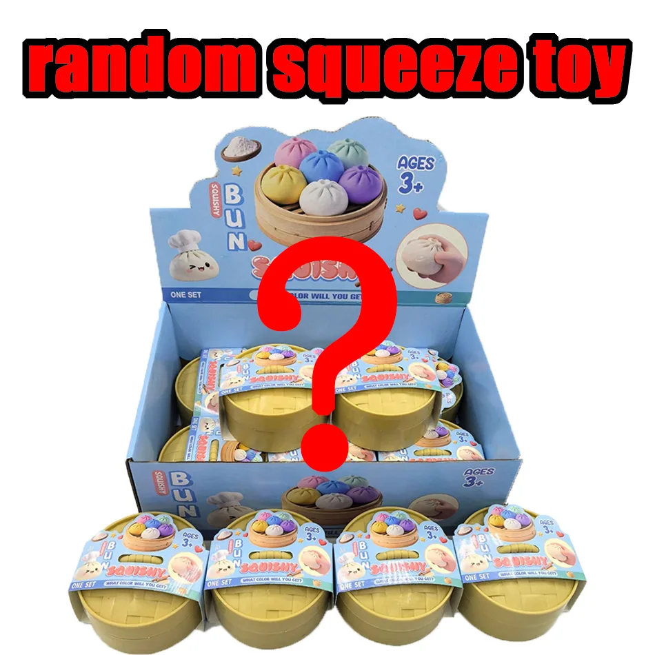 Blindbox: Großer Dumpling-Stressball mit Dampfgarer – Bunter Squishy-Brötchen-Sensorikspielzeug zur Angstlinderung, Quetsch-Teig für Erwachsene & Kinder