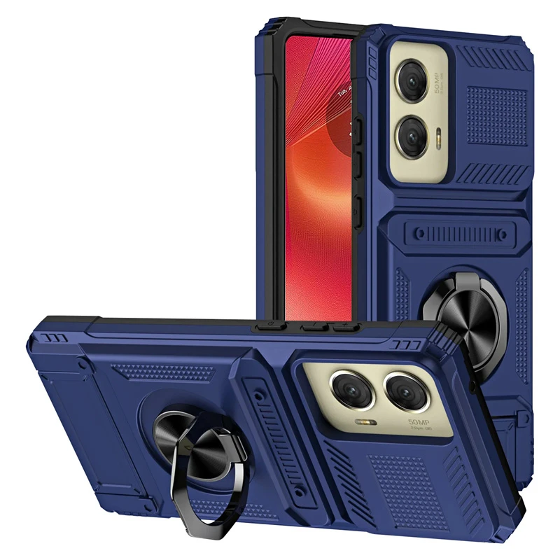 모토로라 엣지 50 퓨전 프로용 마그네틱 카드 홀더 케이스 회전 링 킥스탠드 보호 케이스 모토로라 엣지 50 울트라 커버