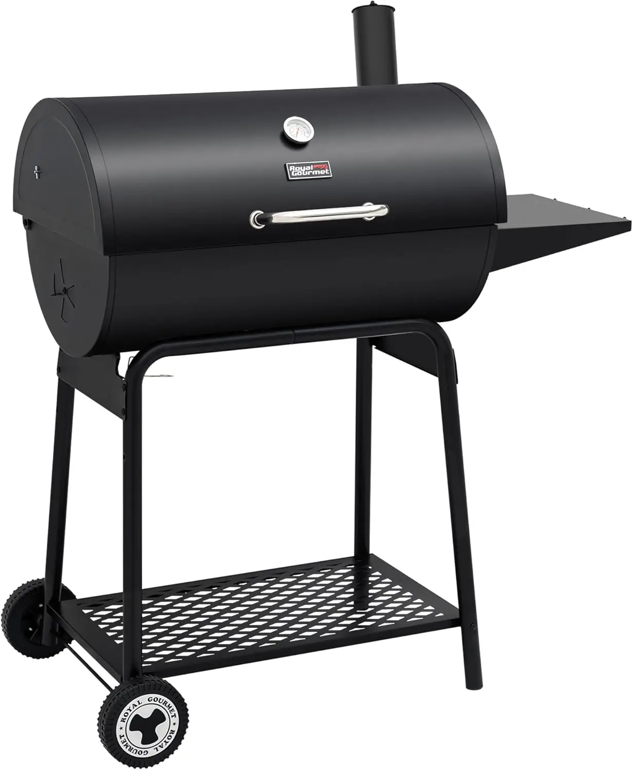 

30 Barrel Charcoal Grill with Side Table 627 Square Inches, Outdoor Backyard Patio & Parties Black CC1830