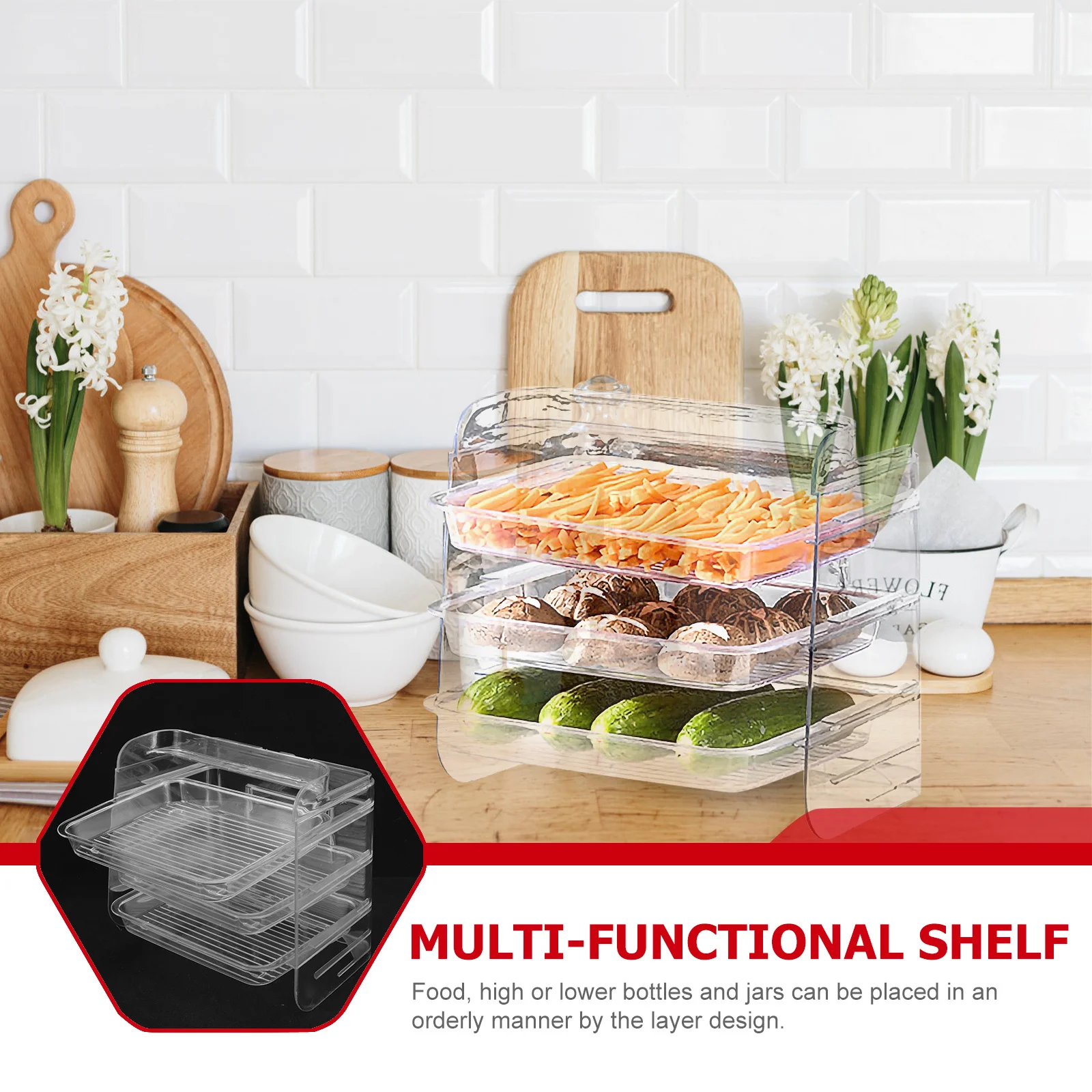 

1Set Multifunctional Multilayer Kitchen Storage Rack Condiment Bottle Organizer Food Tray Plastic Drawer Shelf Seasoning Jar