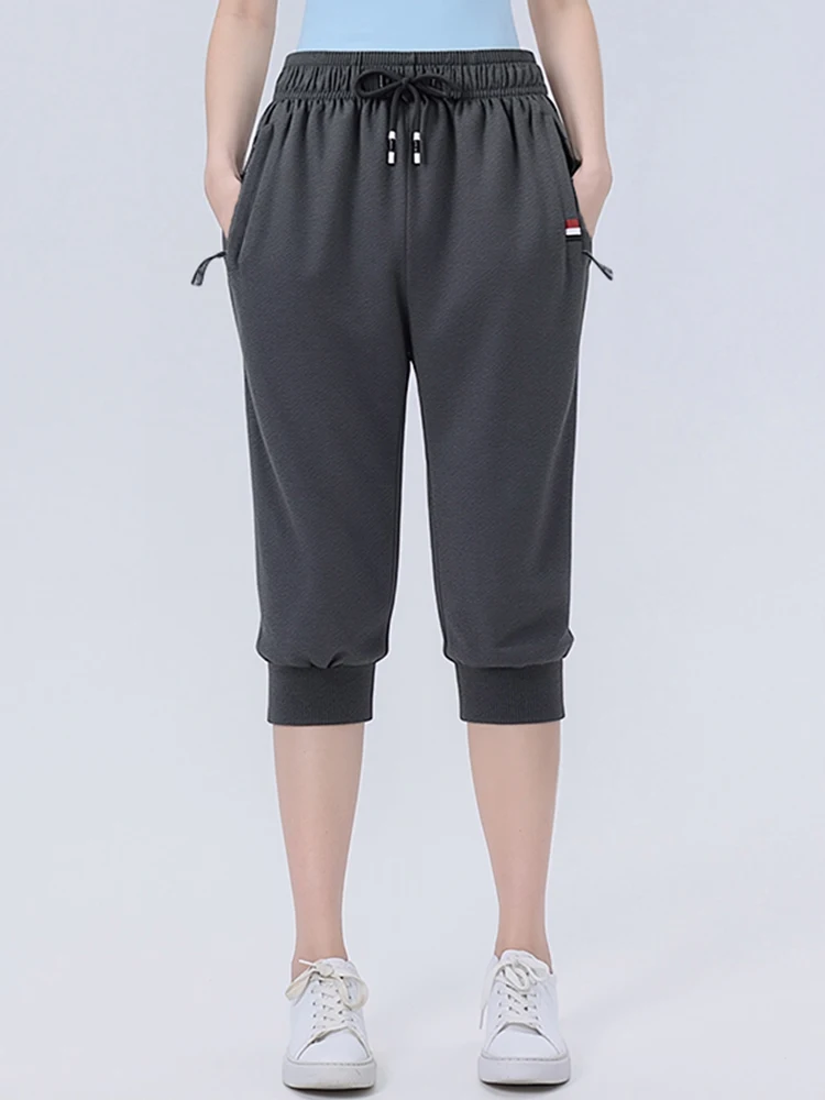 

Большие размеры Spor Slim Fit семь дюймов брюки женские летние тонкие беговые дышащие брюки Qui Dry Fitn свободные повседневные брюки