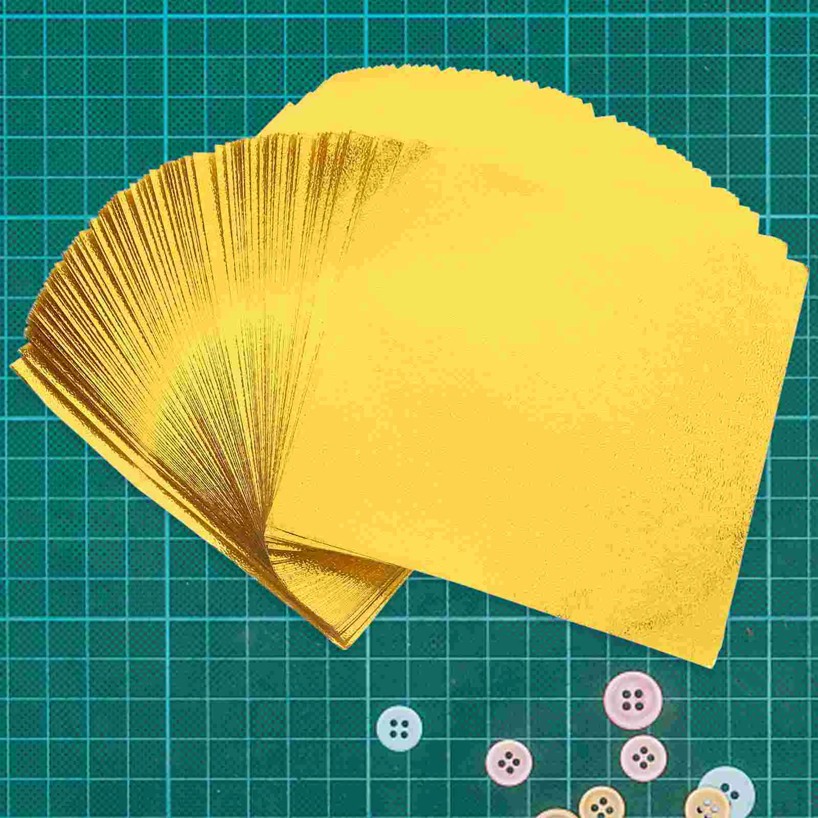 100 Sheets Square Single-sided Pearlescent Origami Child Kraft Paper Folding Glitter Gold Exquisite