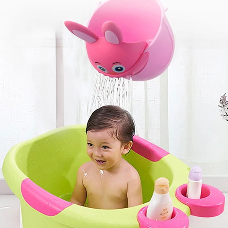 Cute Cartoon Baby Bath Caps Toddle Shampoo Cup Children Bathing Bailer Baby Shower Spoons Child Washing Hair Cup Kids Bath Tool