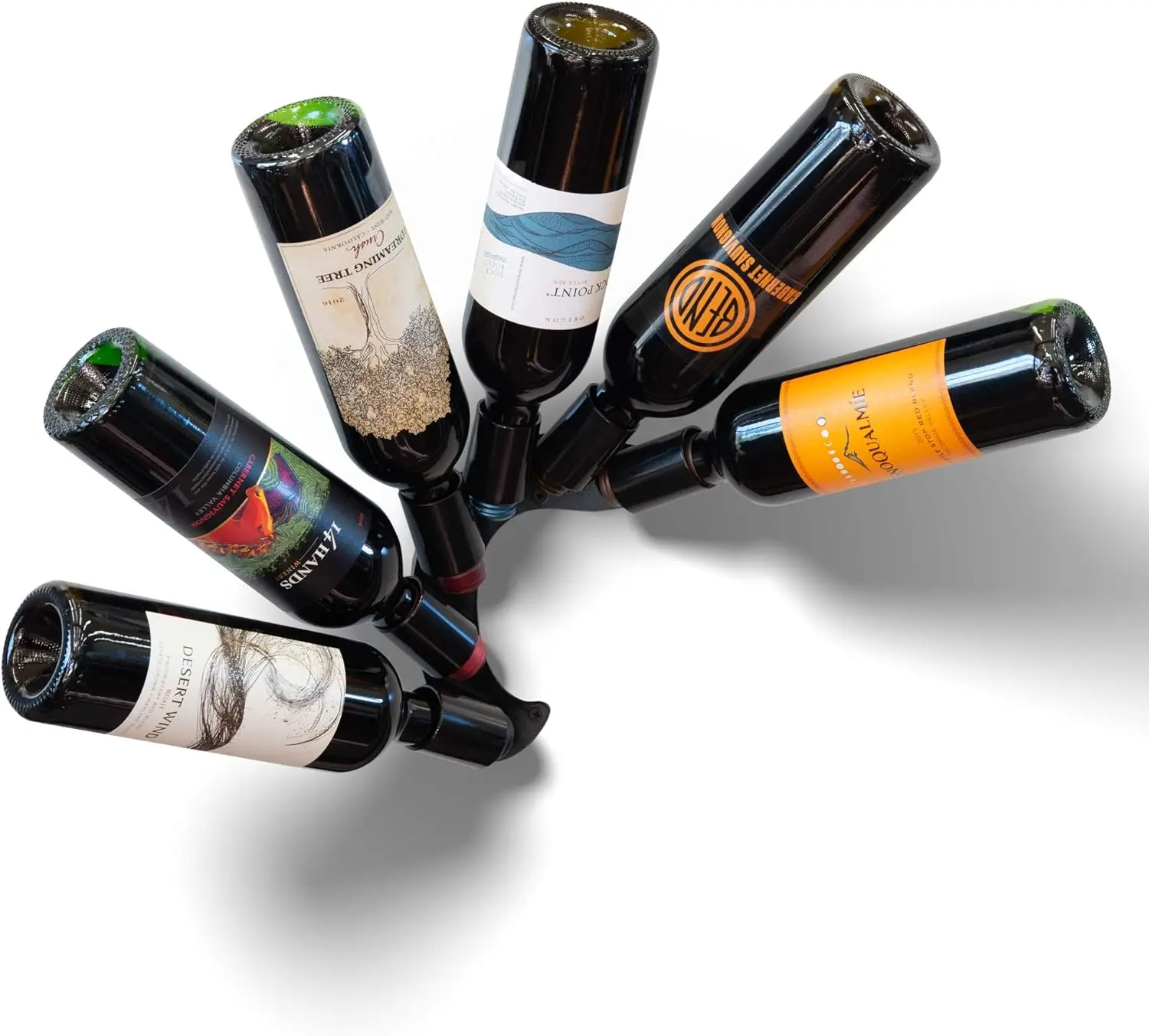 

Artistic Wall Mounted Wine Rack, 6 Bottle Holder, Heavy Duty Steel Display Stand, Unique Gift