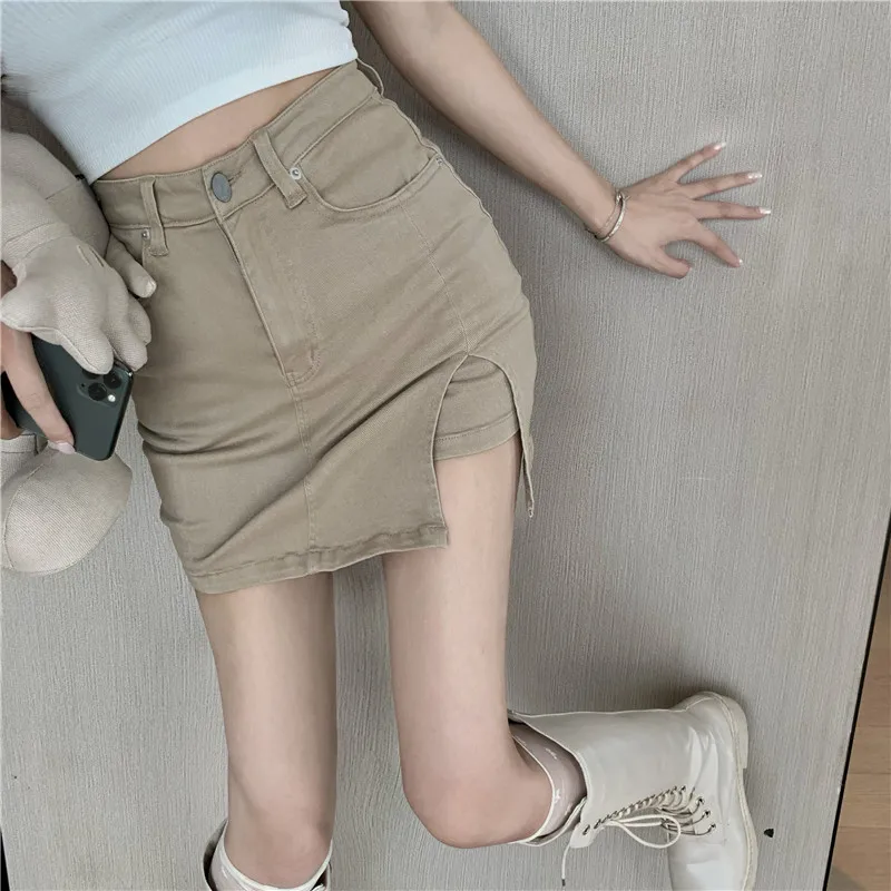 

High Waist A-Line Skirt Women's Denim Bodycon Short Skirt Spring Summer Korean Style Half-length Skirt for plus Size