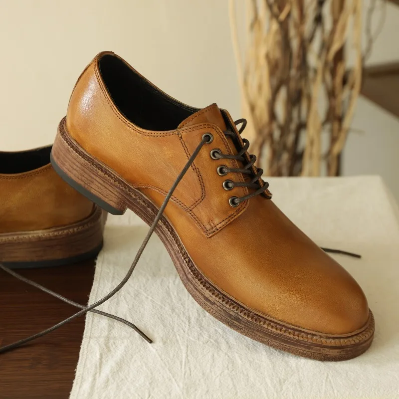 

Робочие удобные свадебные модельные туфли из натуральной кожи в американском стиле ретро, мужские повседневные деловые офисные оксфорды дерби, мужские