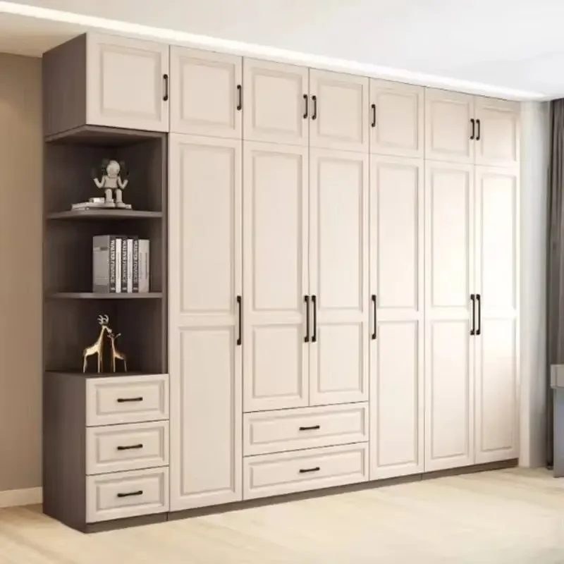 

Luxury Adults Wooden Wardrobes Top Cabinet Modular Space Saving Storage Closet Bedroom Organizer Armadio Guardaroba Furniture
