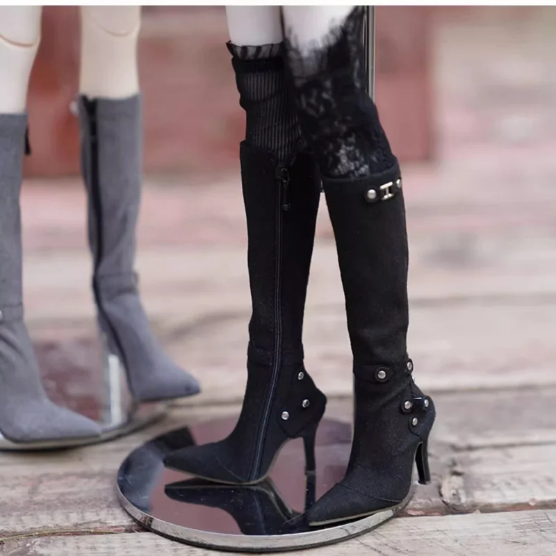 

Обувь для куклы BJD для куклы 1/4, сапоги на высоком каблуке, аксессуары для кукол, игрушка для куклы, подарок, серый, черный