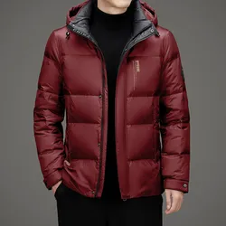 High Quality Men's Hooded White Duck Down Jackets Autumn Winter Casual Warm Puffer Coats Outwear Windproof Padded Tops Clothing