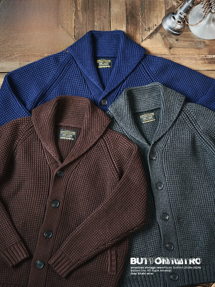 Retro American Woolen Knitted Sweater Coat Thi Warmth for Men Collar Sle Briti Sle Travel Faion Urban Winter Outerwear