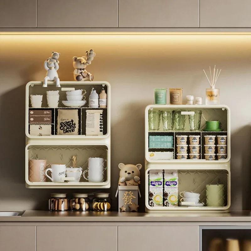 Dustproof Cup Storage Rack Desktop Tea Cup Storage Cabinet Household Kitchen Coffee Mug Storage Box Office Bar Counter