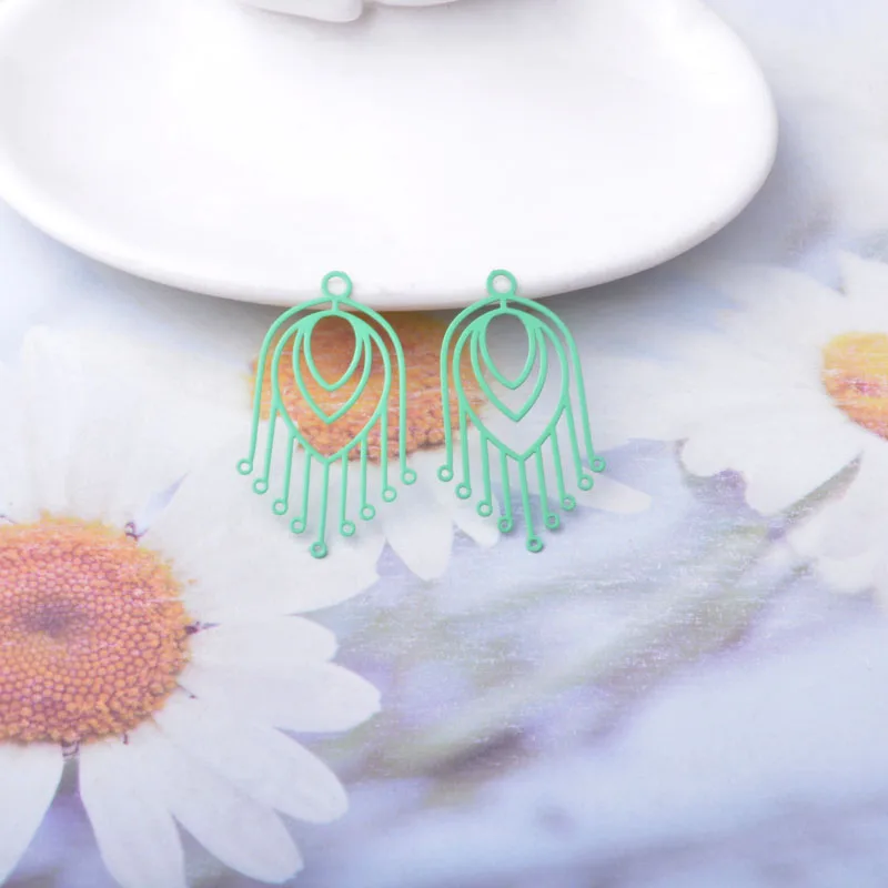 30 Stück AB8768 21*36mm Messing-Fächeranhänger Dünner Anhänger DIY Schmuck Ohrring-Zubehör – Detail 5