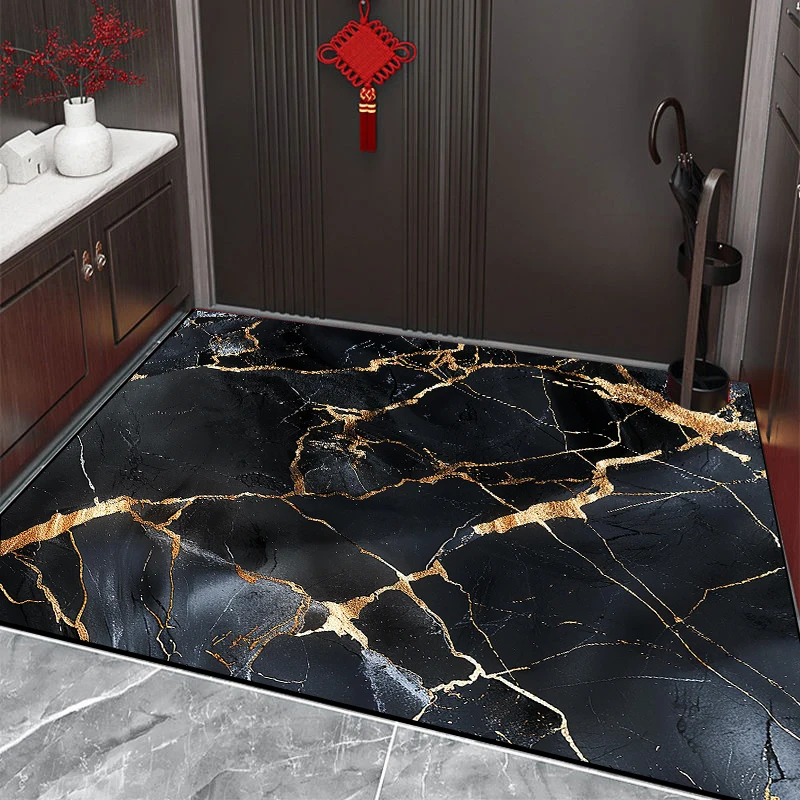 Modern Luxury Marble Carpets for Living Room Decor Fashion Gold Wire Sofa Side Coffee Tables Mat Non-slip Washable Bedroom Rugs