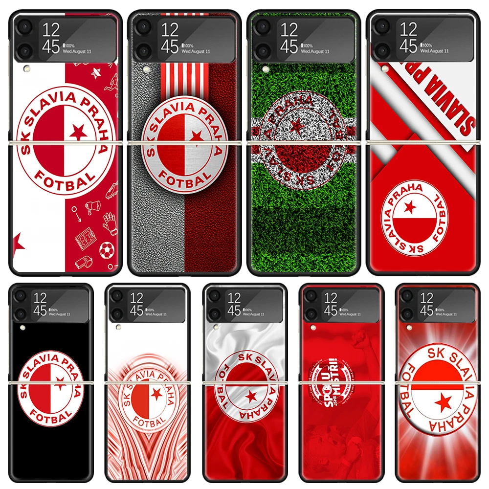 Sk Slavia Praha Czech Republic Phone Case for Samsung Galaxy Z Flip3 5G Flip4 Flip5 Black Hard Cover Z Flip 5 4 3 PC Shell Zflip