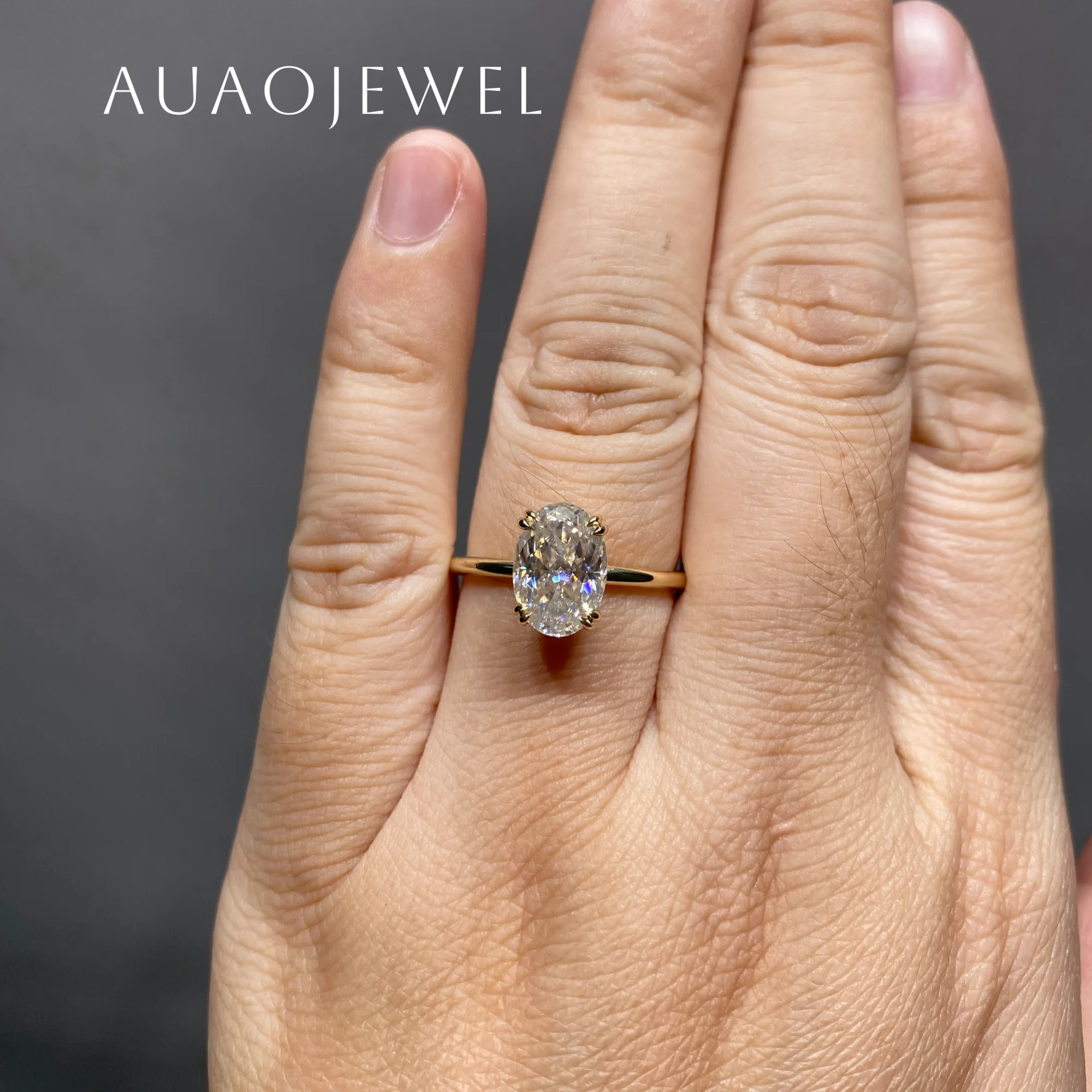 

AUAOJEWEL 2.5 Carat Moissanite Engagement Rings 10X7Mm Crushed Ice Hybrid Oval Cut 14K 9K Gold Jewelry Real Gold Original Gifts