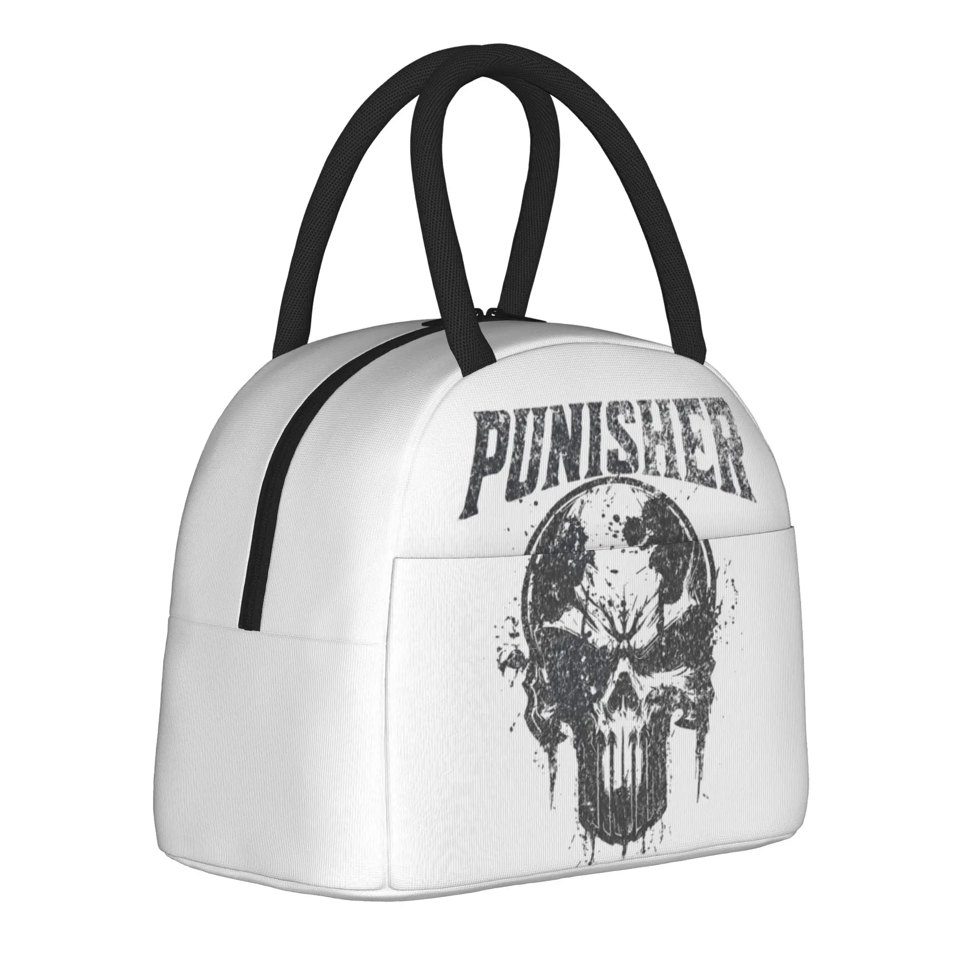 

Punisher Skull Insulated Lunch Bags Thermal Bag Reusable,Meal Container Large Tote Lunch Box Girl Boy Office Outdoor