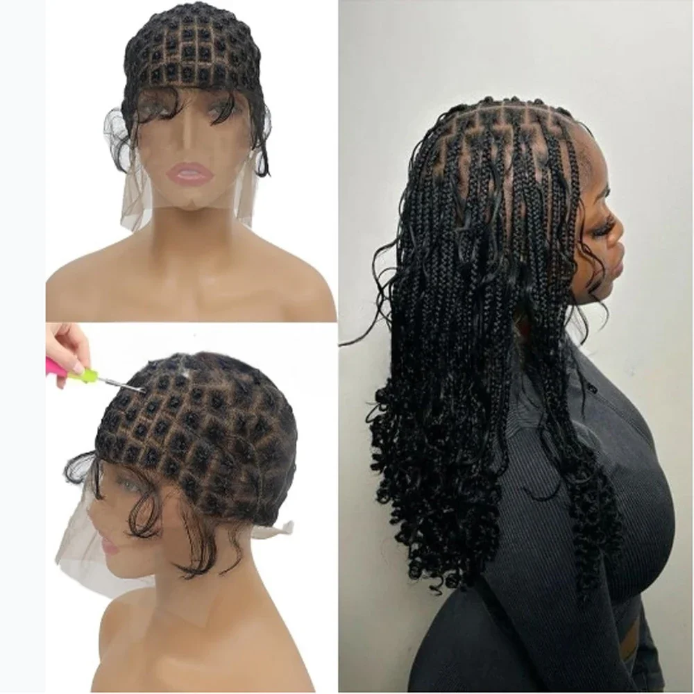 Big disountProfessional Full Lace Braided Wig Cap for Crochet Braids with Baby Hair Suitable for Making Crochet Wigs with Bang