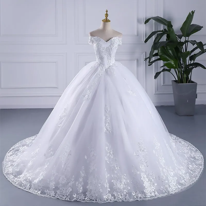 

Luxury Embroidery Wedding Dress 2024 New Arrival Short Cap Sleeves Sweep Train Lace Wedding Gowns Vestido De Noiva Customized