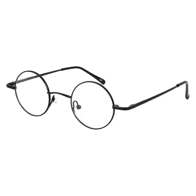 Small Round Retro Non-Prescription Metal Eyeglasses Frame with Spring Hinge, Optical Vintage Circle Glasses 38mm