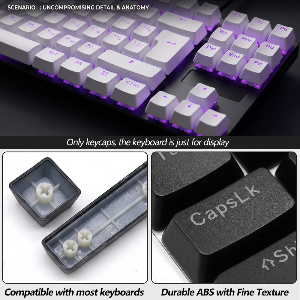 New 130+ Pcs Universal Mechanical Keyboard Keycaps OEM Height Backlit Portuguese Arabic Spanish French German For  Gaming Office - view 2