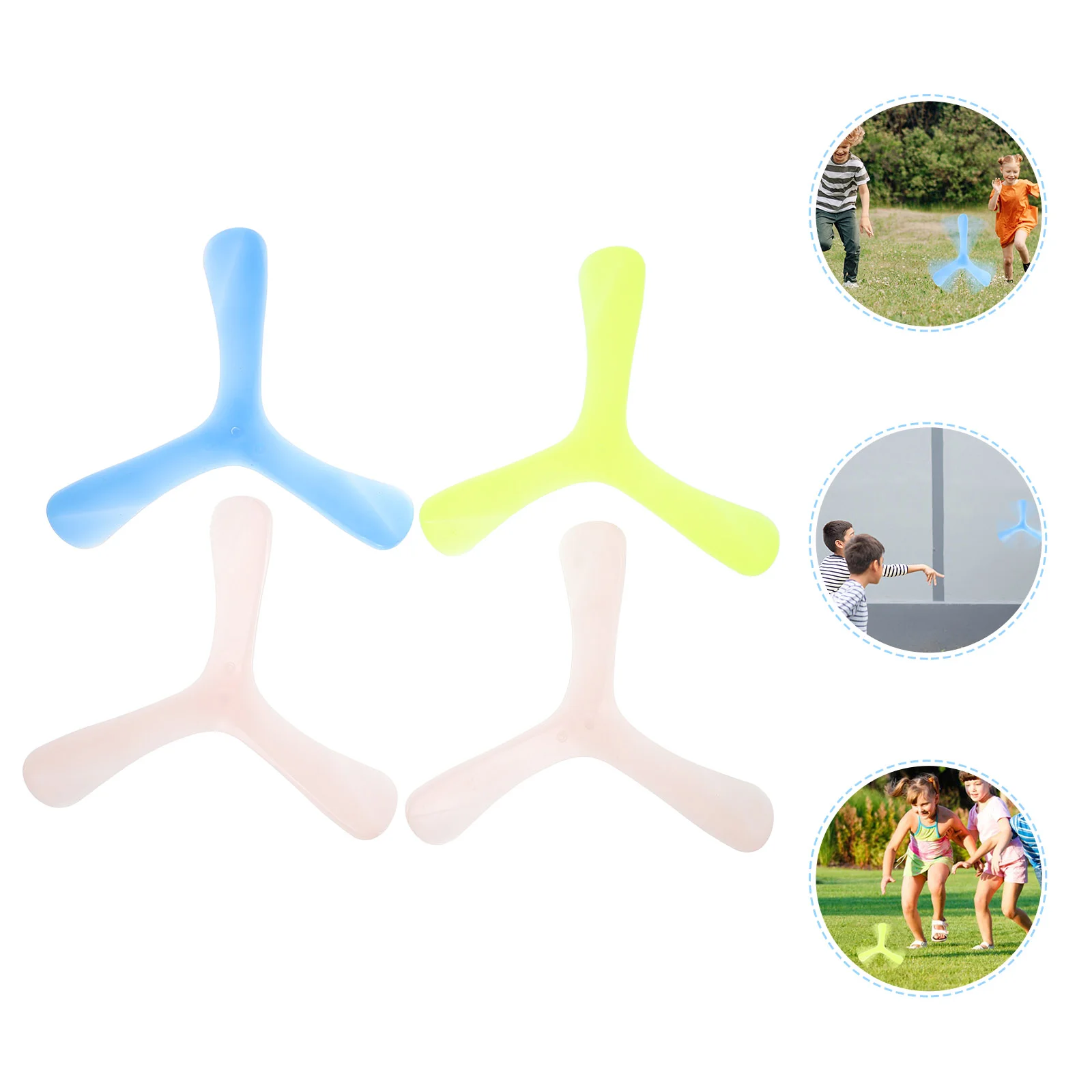 

4 Pcs Triangle Return Darts Toys for Kids Flying Children Safe Plastic 3 Leaves Trefoil Outdoor Sports