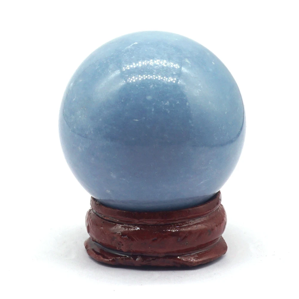 39mm Natural Crystal Stones Blue Angelite Sphere Balls Chakra Reiki Healing Massage Globe Home Decor Ornament