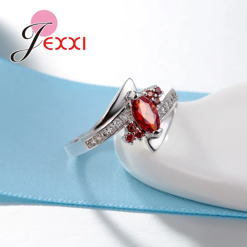 Brand New Design Four Colors Real 925 Sterling Silver Fashion CZ Crystal Engagement Rings For Women Party Ring Jewelry