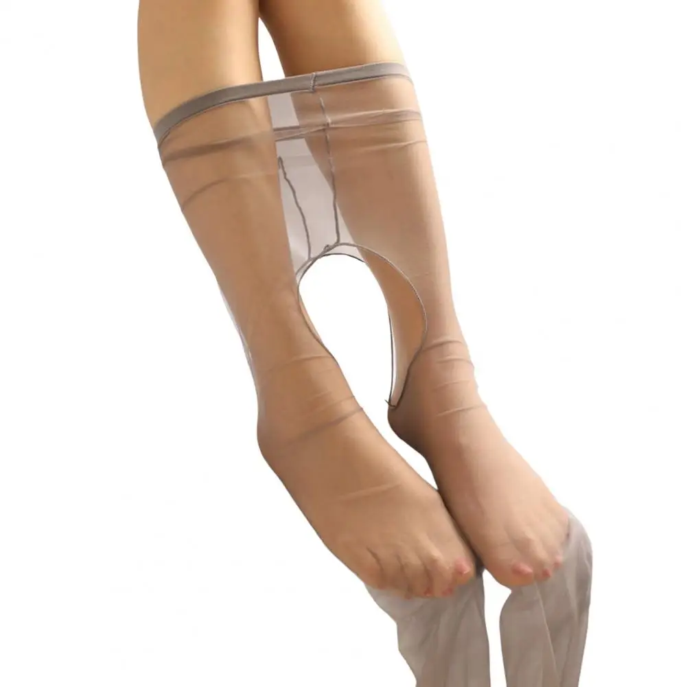 Women Pantyhose Sheer Open Crotch Ultra Thin Solid Color Sexy Hollow Out See Through Stretchy Stockings Leggings image 6