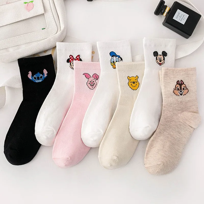 

1Pairs Disney Cartoon Socks Mickey Minnie Socks Donald Daisy Duck Socks ladies Soft Breathable Sock Cotton Short Socks for Women