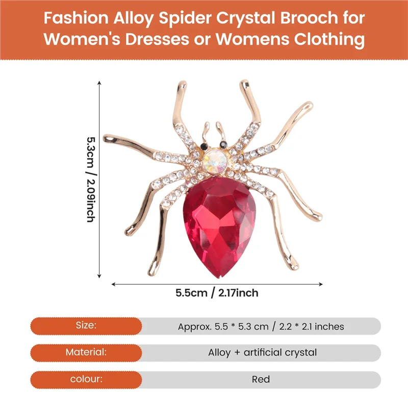 ABRT-2X Fashion Alloy Spider Crystal Brooch For Women's Dresses Or Womens Clothing