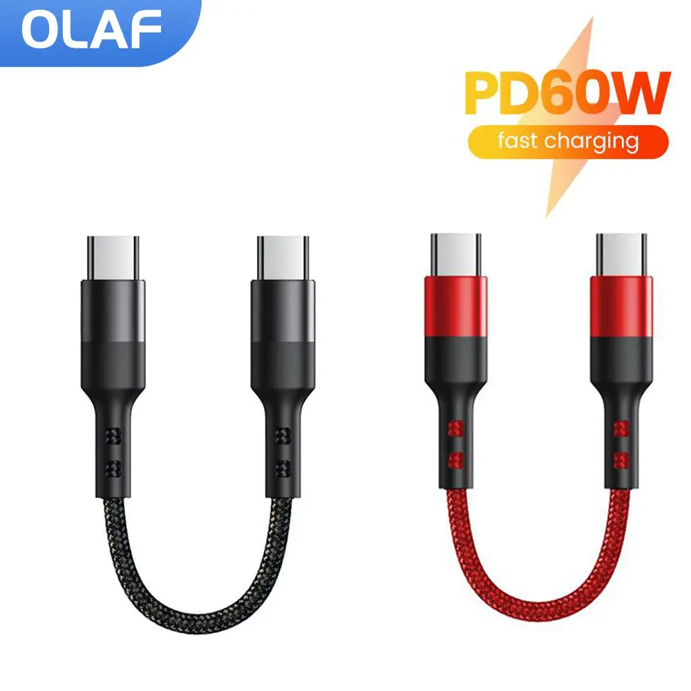 0.3M Short Cable PD 60W Type C Cable USB C TO USB C Fast Charging Data Cord for iPhone 15 Xiaomi Power Bank Portable Charge Wire