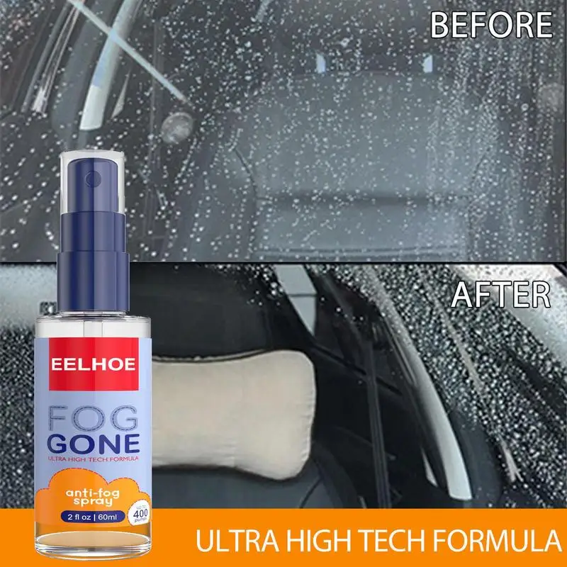 60ml Anti Fog Spray Car Defogger Glass Antifog Cleaner Coating Liquid for Windows Screens Windshields Goggles Defogging