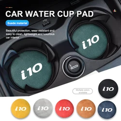 2Pcs Car Coaster Anti-slip Suede Water Cup Mat Car Accessories For Hyundai i10 I10 N Line 2009 2010 2011 2012 2013 2019-2023