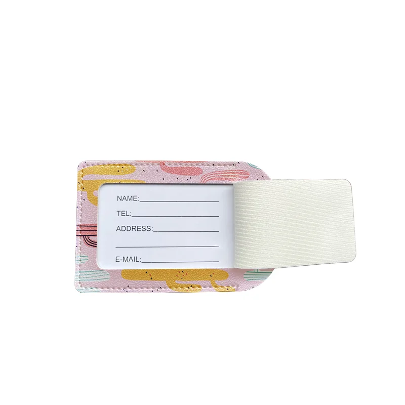 Luggage Tags with Privacy Cover PU Leather Cruise Ship Waterproof Tag Camo Tropical Plant Suitcase Tags for Men Kids Women