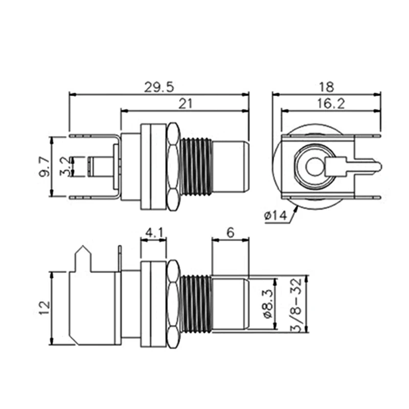 1/2PCS brass RCA female Socket Connector gold-plated solder plate extended RCA socket terminal for AV audio amplifier speaker