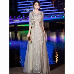 2026 Summer Female Bohemian Purple V-neck High end Splicing To Ankle Long Dress Women's New Chiffon Large hem Slim Long Dress