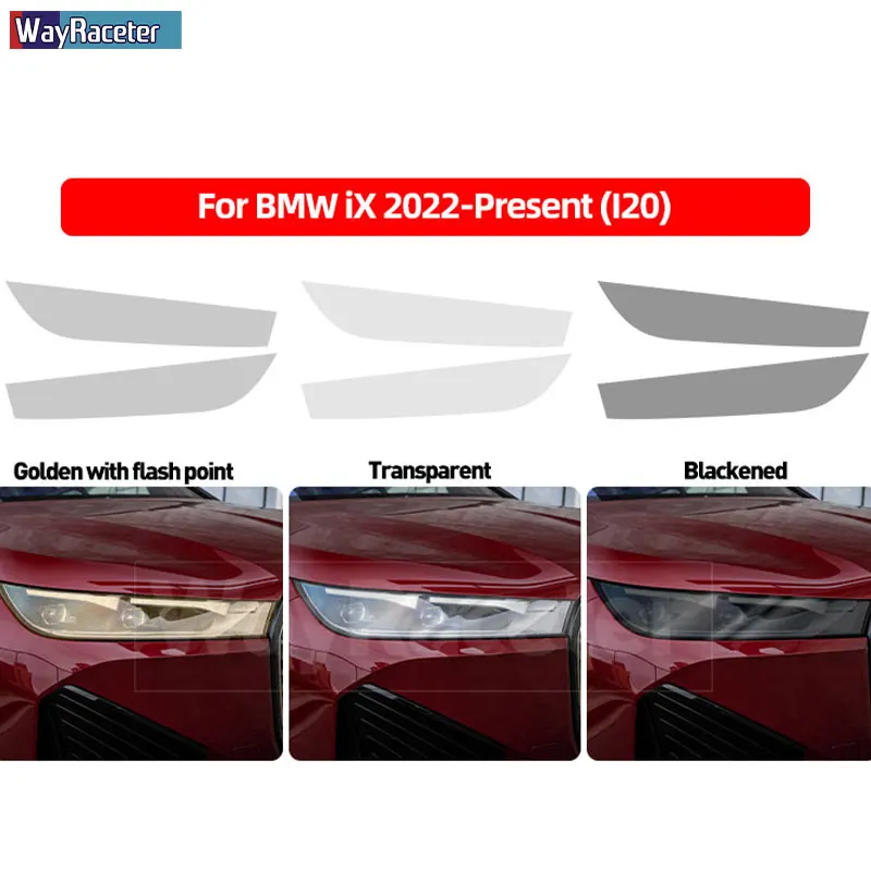 2 Pcs Car Headlight Protective Film Transparent Smoke Black TPU Sticker For BMW iX 2022 2023 I20 M60 Accessories