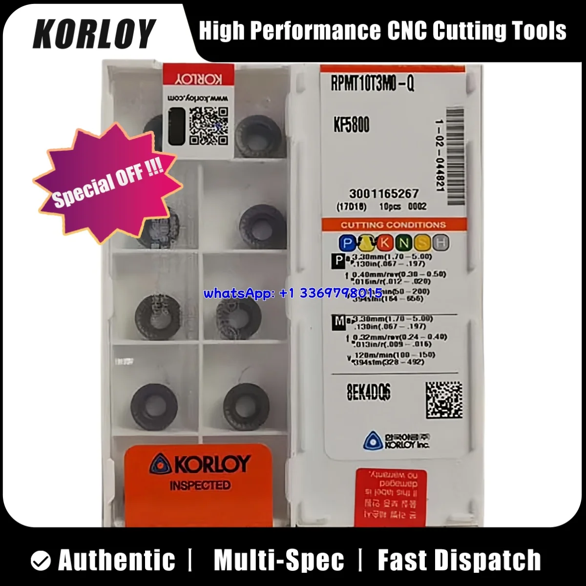 

Оригинальная фрезерная пластина KORLY RDMT RDMT1204MO-X326 PC5300, 10 шт.