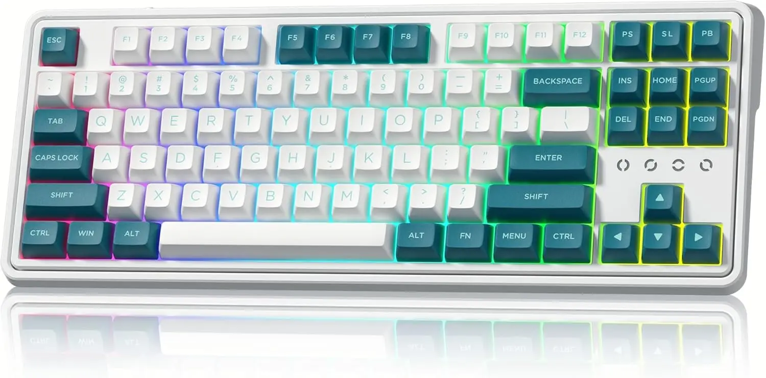75% Wireless Gaming Keyboard, 3-Mode Creamy Mechanical, Hot-Swap RGB 87-Key with Pre-Lubed Linear Switch for PC/PS/Xbox (Green)