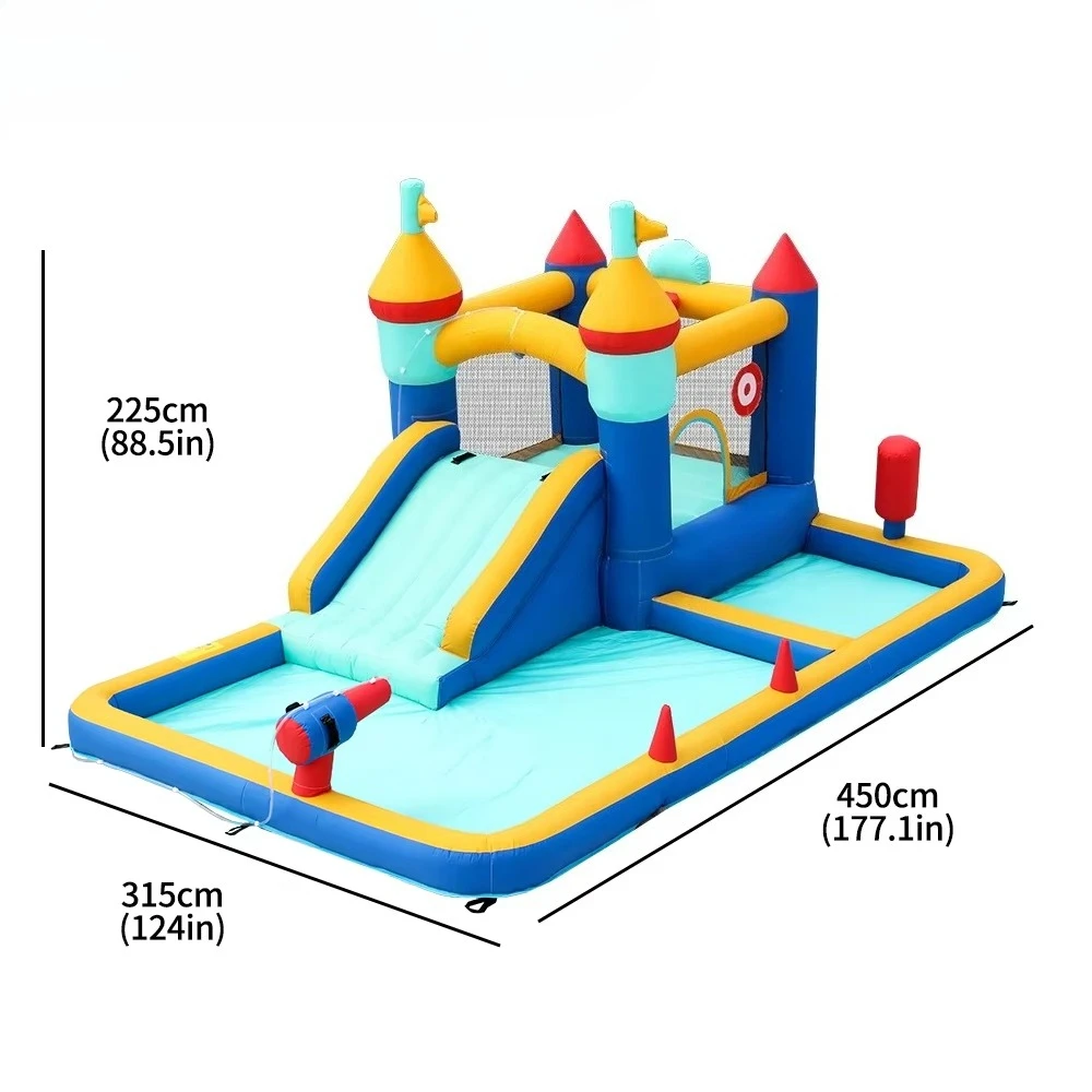Fun children's inflatable trampoline castle with slide jumping bounce house for sale for games and entertainment