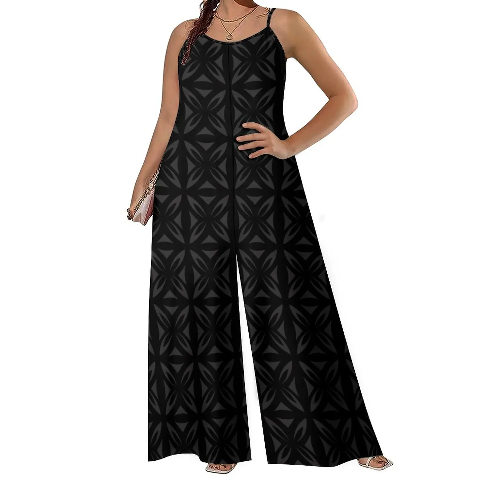 Pacific Island Art Fashion Jumpsuit Women Loose Wide Leg Rompers Low Price Polynesian Hawaiian Tribal Design Casual Jumpsuits