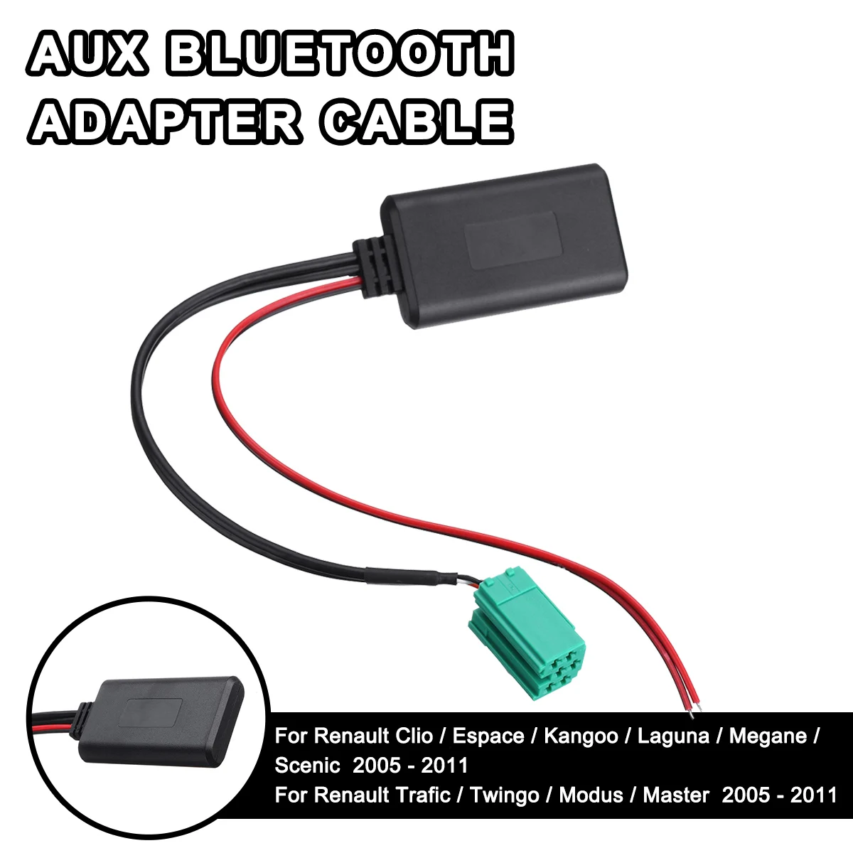 

Автомобильный модуль Bluetooth 12 В + адаптер AUX, беспроводной радио, стерео кабель AUX-IN для Renault Clio Kangoo Megane Scenic 2005-2011