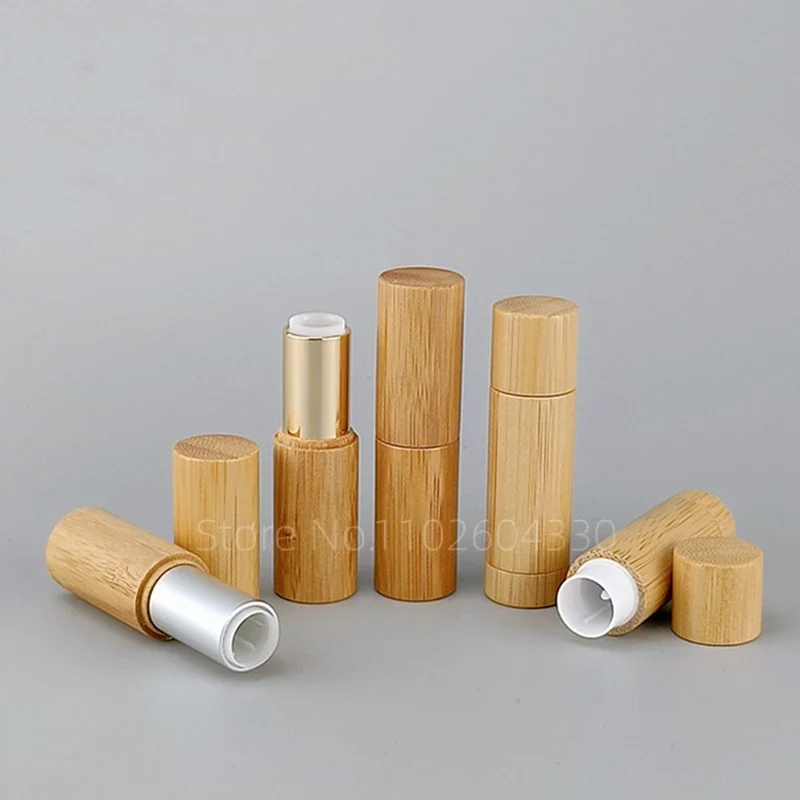 50pcs 5g Bamboo Wood Lipstick Tube Empty Package High-grade Wax Color Makeup Cosmetics Packaging Spot for Home or Outdoor Use