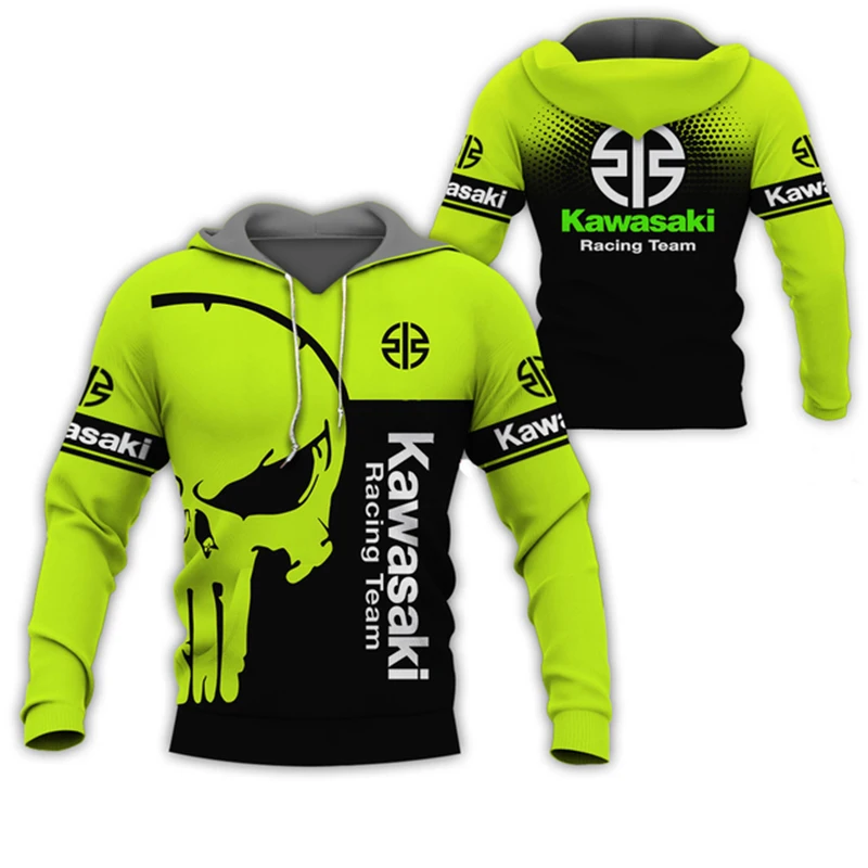 Spring And Autumn New 3D Print Kawasaki Ninja Motorcycle Riding Off-Road Pullover Extreme Sports Adventure Unisex Fashion Hoodie