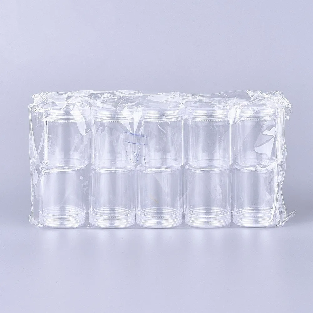 

10pcs Plastic Bead Containers Clear 3.9x5cm Capacity: 20ml(0.67 fl. oz)