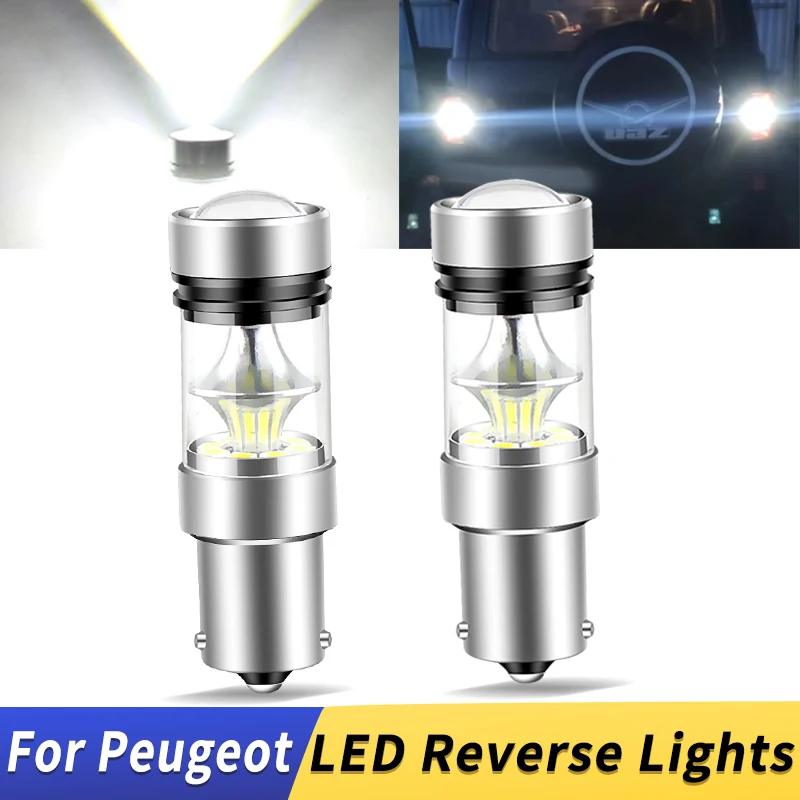 2Pcs 12V LED Reverse Lights White Bulbs Lamps 1156 P21W Canbus No Erro For Peugeot 106 1007 206 207/207 CC 306 307 308 I SW CC