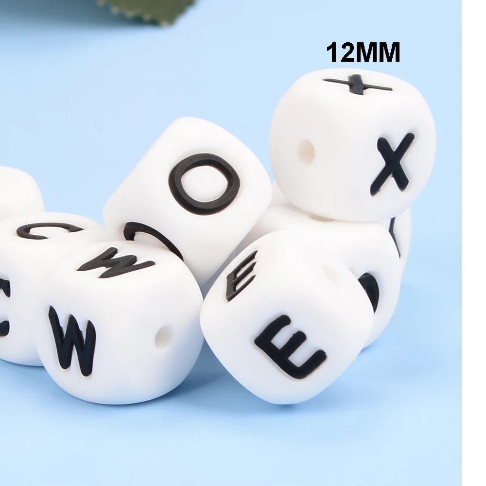 LOFCA 12mm 100pcs Silicone Food Grade Letter Beads BPA-Free Loose Alphabet Bead For Personalized Name DIY Jewelry Accessories