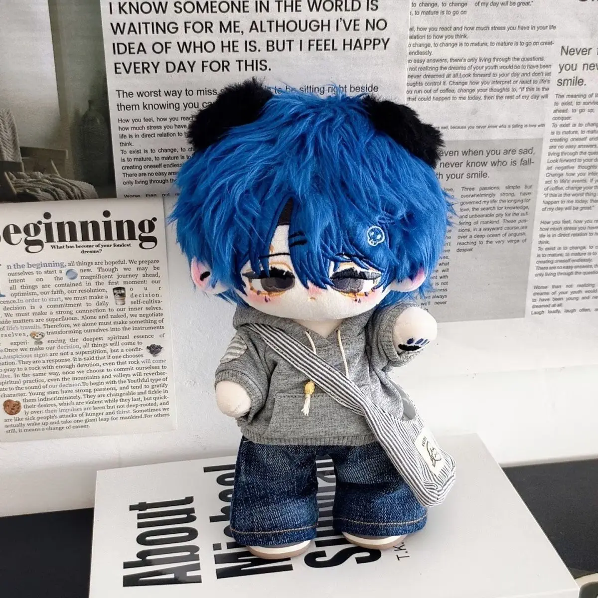 2026 New 20cm Blue-haired Handsome Boy Plush Doll Kawaii Dress-up Cotton Doll Changing Clothes Stuffed Toys Birthday XMAS Gifts